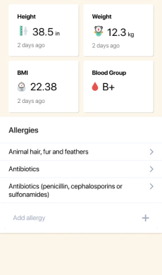 Child Health Report Screen